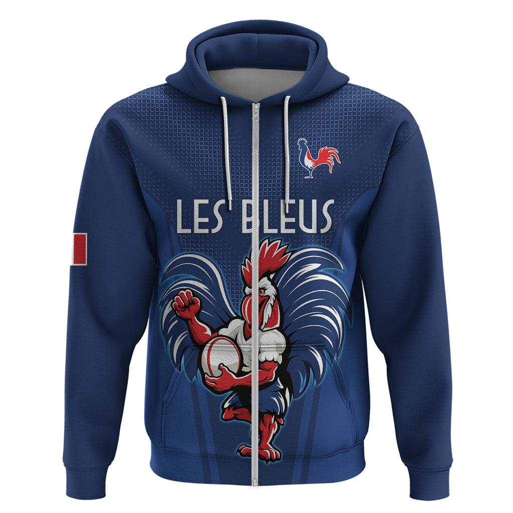 Custom France Rugby Hoodie Le XV de France Gallic Rooster LT9