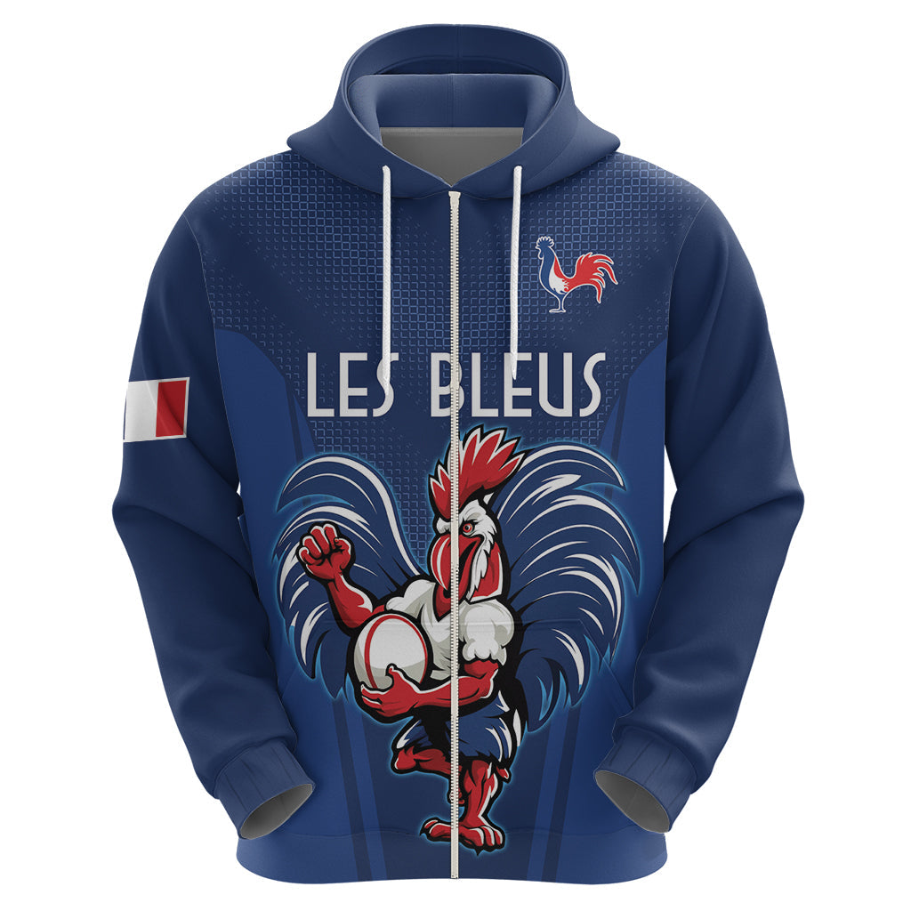 Custom France Rugby Hoodie Le XV de France Gallic Rooster LT9