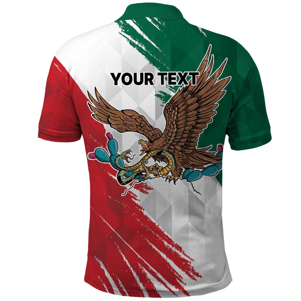 Eagle Devouring Snake Mexican Emblem Personalized Polo Shirt Grunge Flag Style LT9