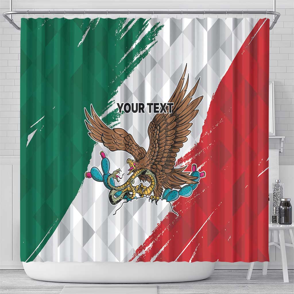 Eagle Devouring Snake Mexican Emblem Personalized Shower Curtain Grunge Flag Style LT9
