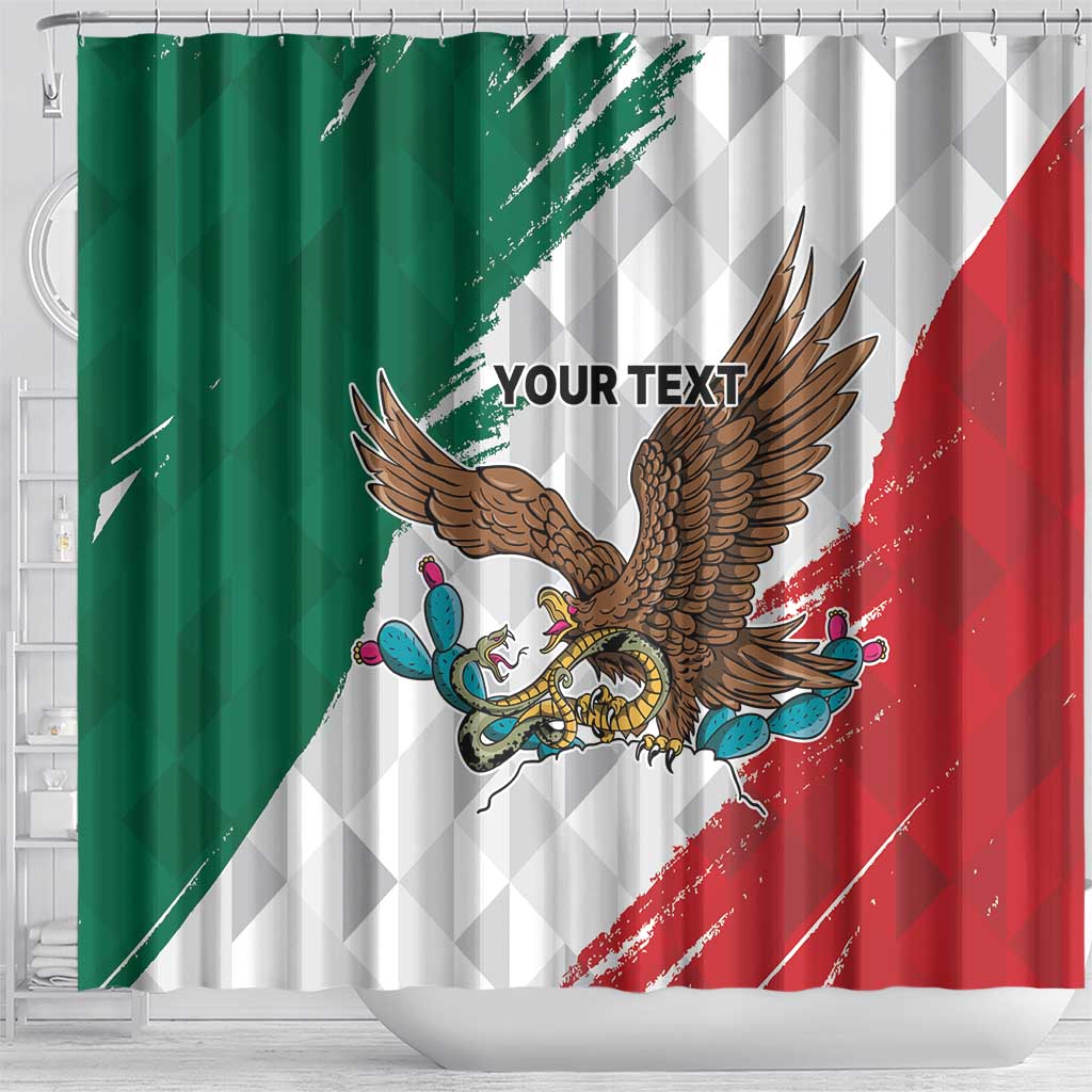 Eagle Devouring Snake Mexican Emblem Personalized Shower Curtain Grunge Flag Style LT9