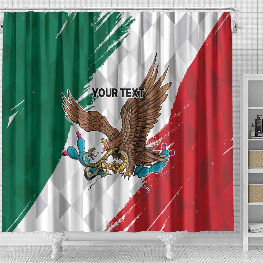 Eagle Devouring Snake Mexican Emblem Personalized Shower Curtain Grunge Flag Style LT9