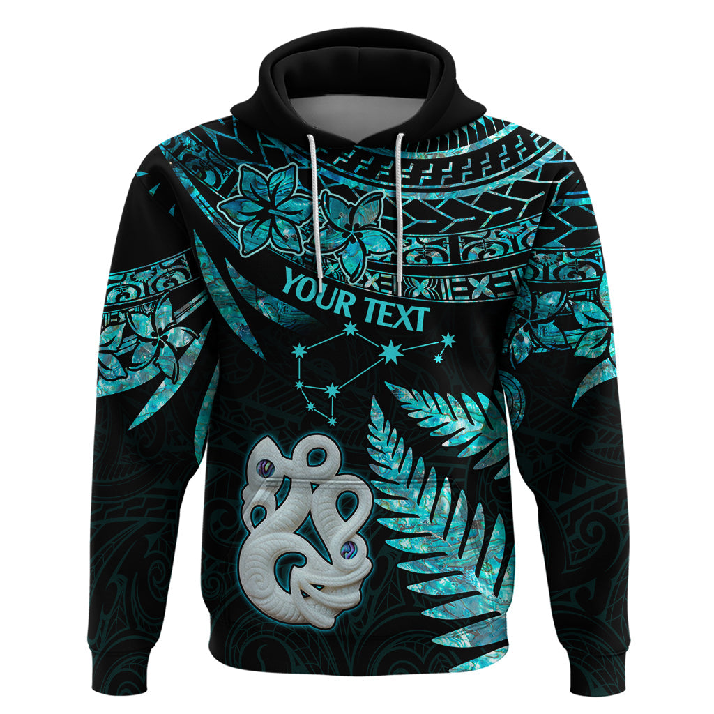 Custom Matariki New Zealand Hoodie Maori Manaia with Paua Shell - Aqua LT9