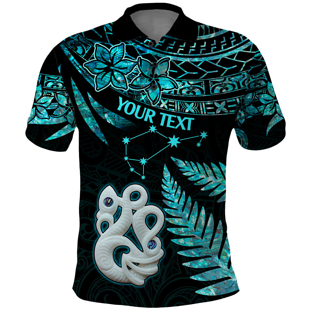 Custom Matariki New Zealand Polo Shirt Maori Manaia with Paua Shell - Aqua LT9