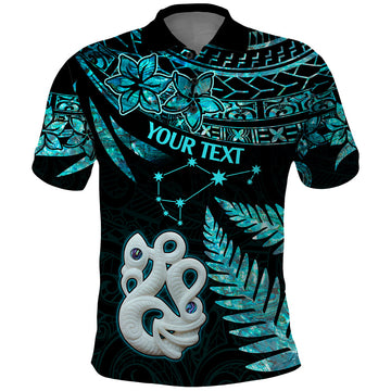Custom Matariki New Zealand Polo Shirt Maori Manaia with Paua Shell - Aqua LT9