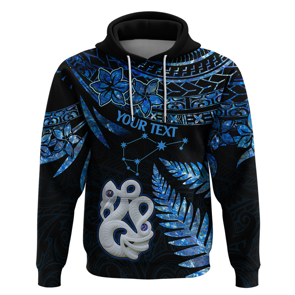 Custom Matariki New Zealand Hoodie Maori Manaia with Paua Shell - Blue LT9