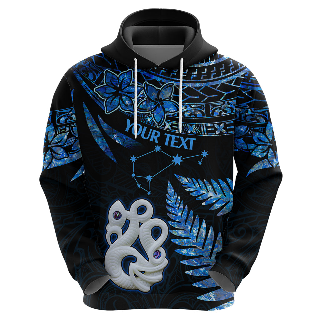 Custom Matariki New Zealand Hoodie Maori Manaia with Paua Shell - Blue LT9