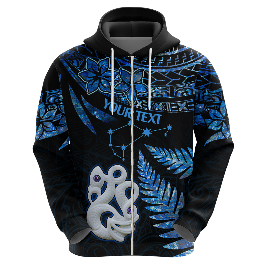 Custom Matariki New Zealand Hoodie Maori Manaia with Paua Shell - Blue LT9