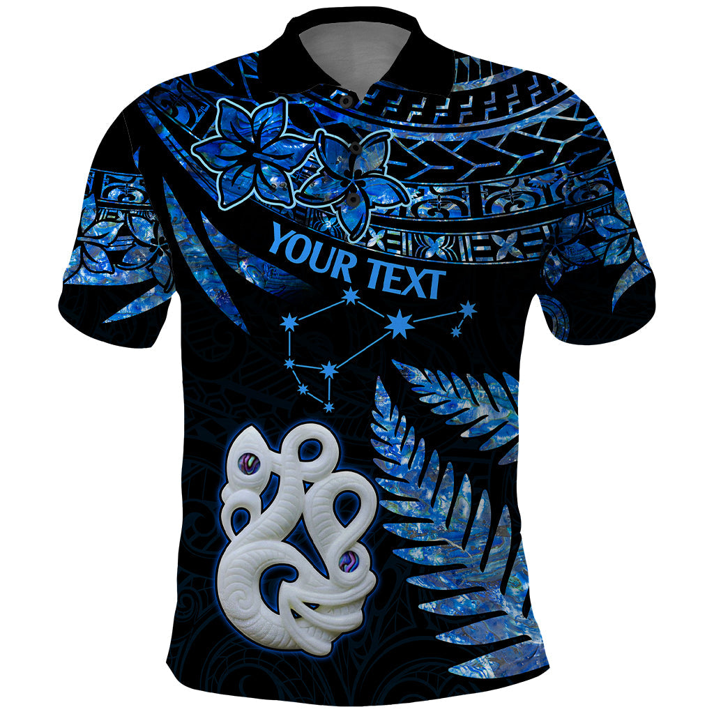 Custom Matariki New Zealand Polo Shirt Maori Manaia with Paua Shell - Blue LT9