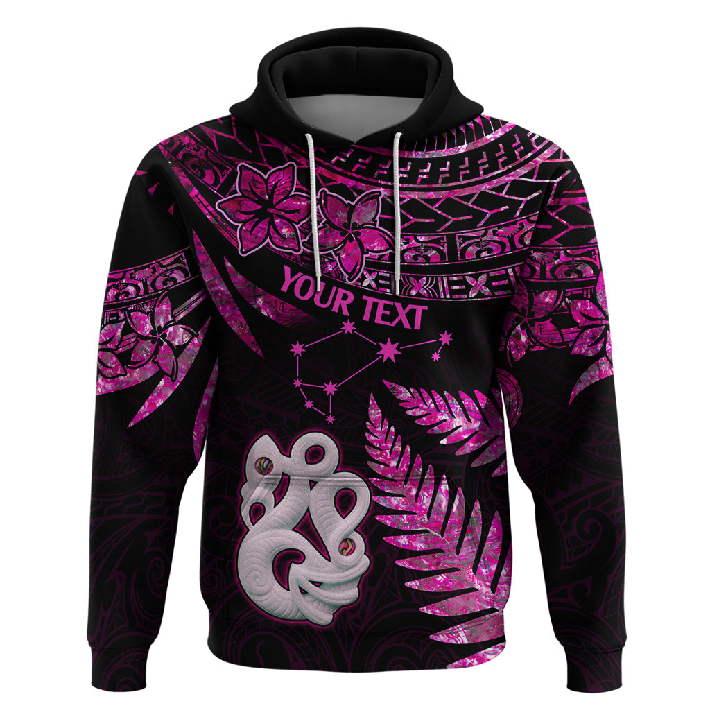 Custom New Zealand Hoodie Matariki NZ Manaia with Paua Shell - Pink LT9
