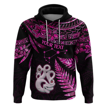 Custom New Zealand Hoodie Matariki NZ Manaia with Paua Shell - Pink LT9