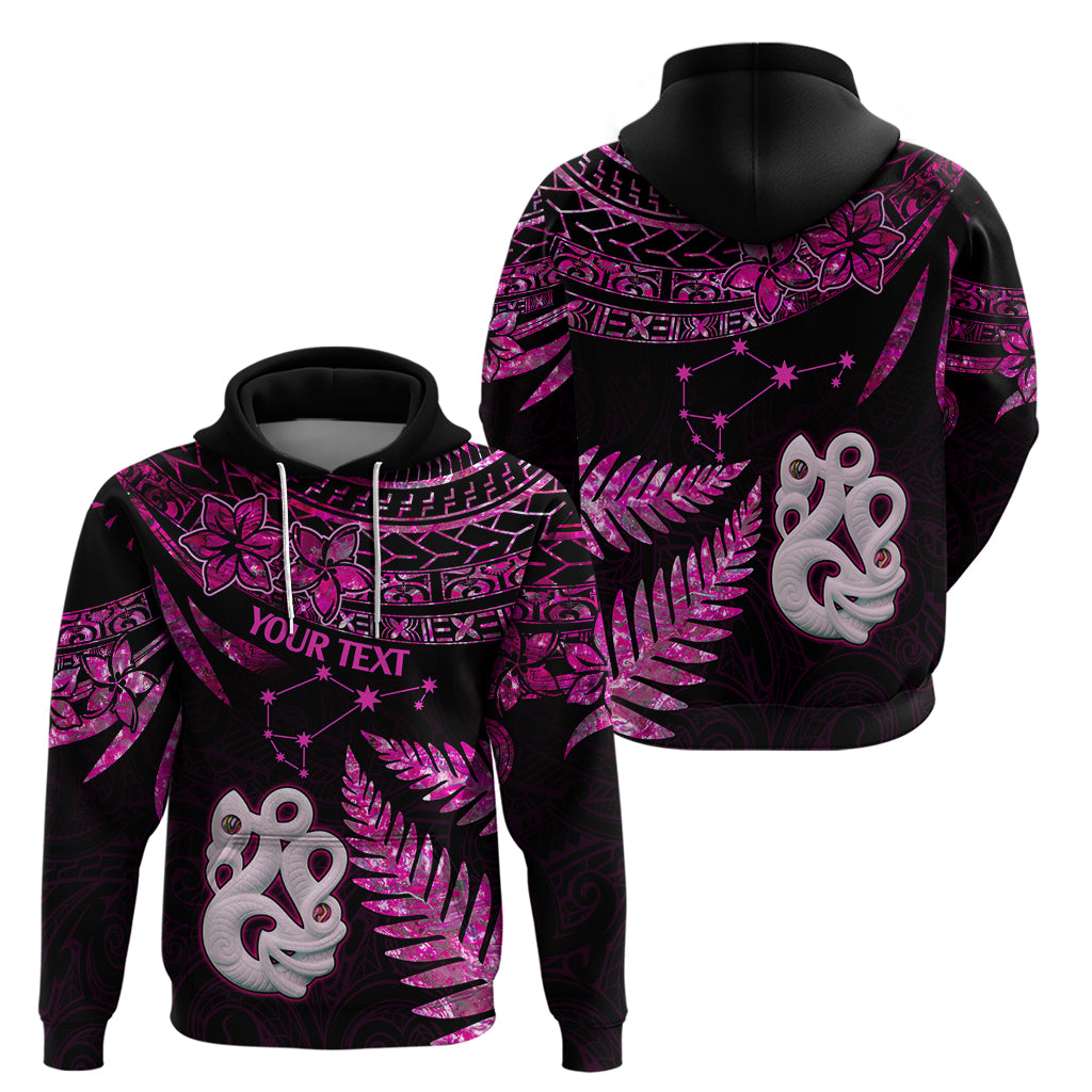 Custom New Zealand Hoodie Matariki NZ Manaia with Paua Shell - Pink LT9