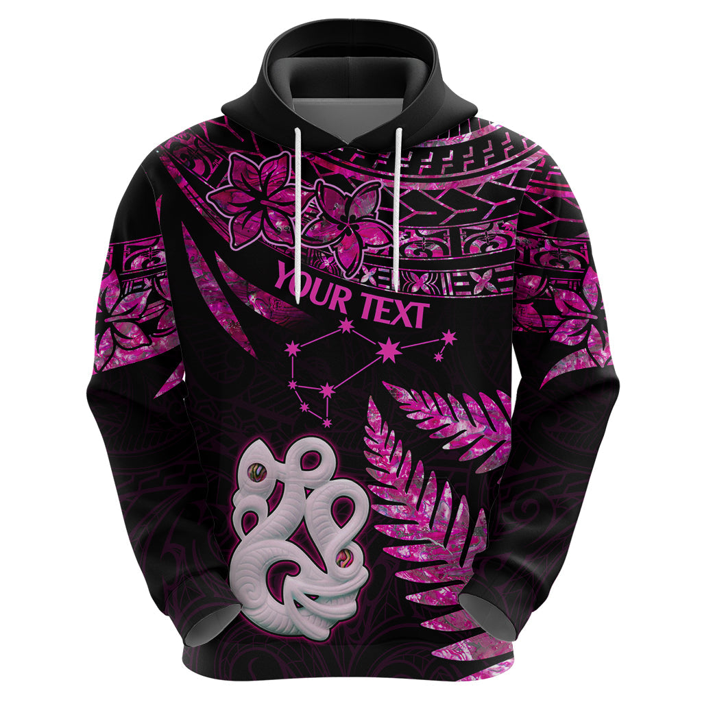 Custom New Zealand Hoodie Matariki NZ Manaia with Paua Shell - Pink LT9