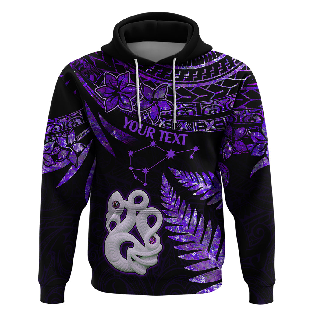 Custom New Zealand Hoodie Matariki NZ Manaia with Paua Shell - Purple LT9