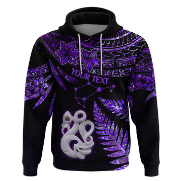 Custom New Zealand Hoodie Matariki NZ Manaia with Paua Shell - Purple LT9