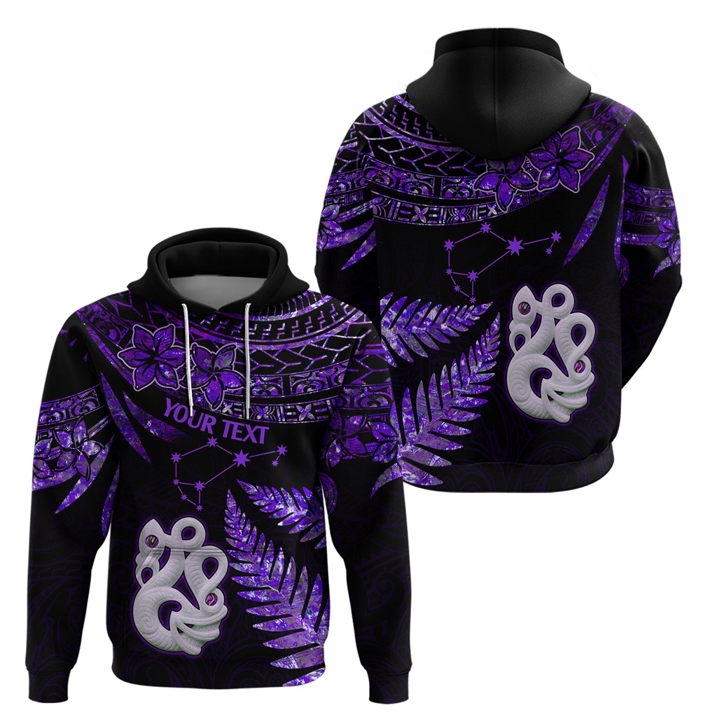 Custom New Zealand Hoodie Matariki NZ Manaia with Paua Shell - Purple LT9
