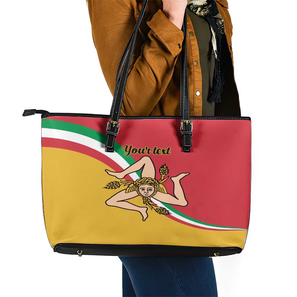 Personalized Italy Bandiera Della Sicilia Leather Tote Bag LT9