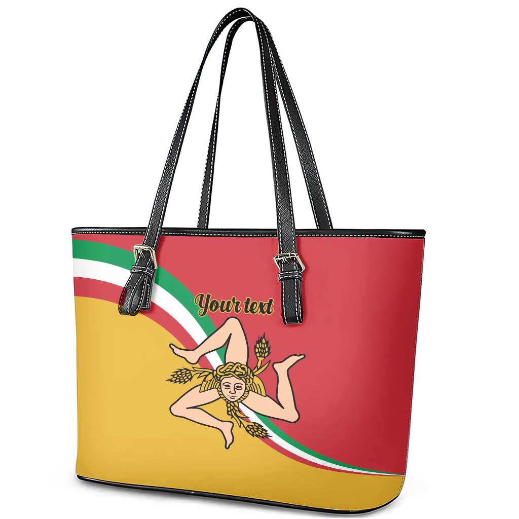 Personalized Italy Bandiera Della Sicilia Leather Tote Bag LT9