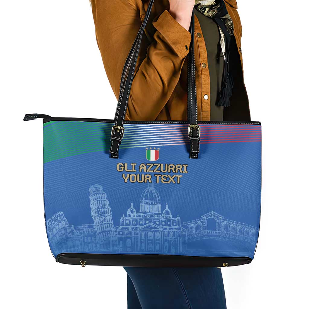 Custom Italy Football Leather Tote Bag Special Pisa Tower LT9
