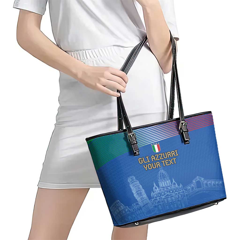 Custom Italy Football Leather Tote Bag Special Pisa Tower LT9