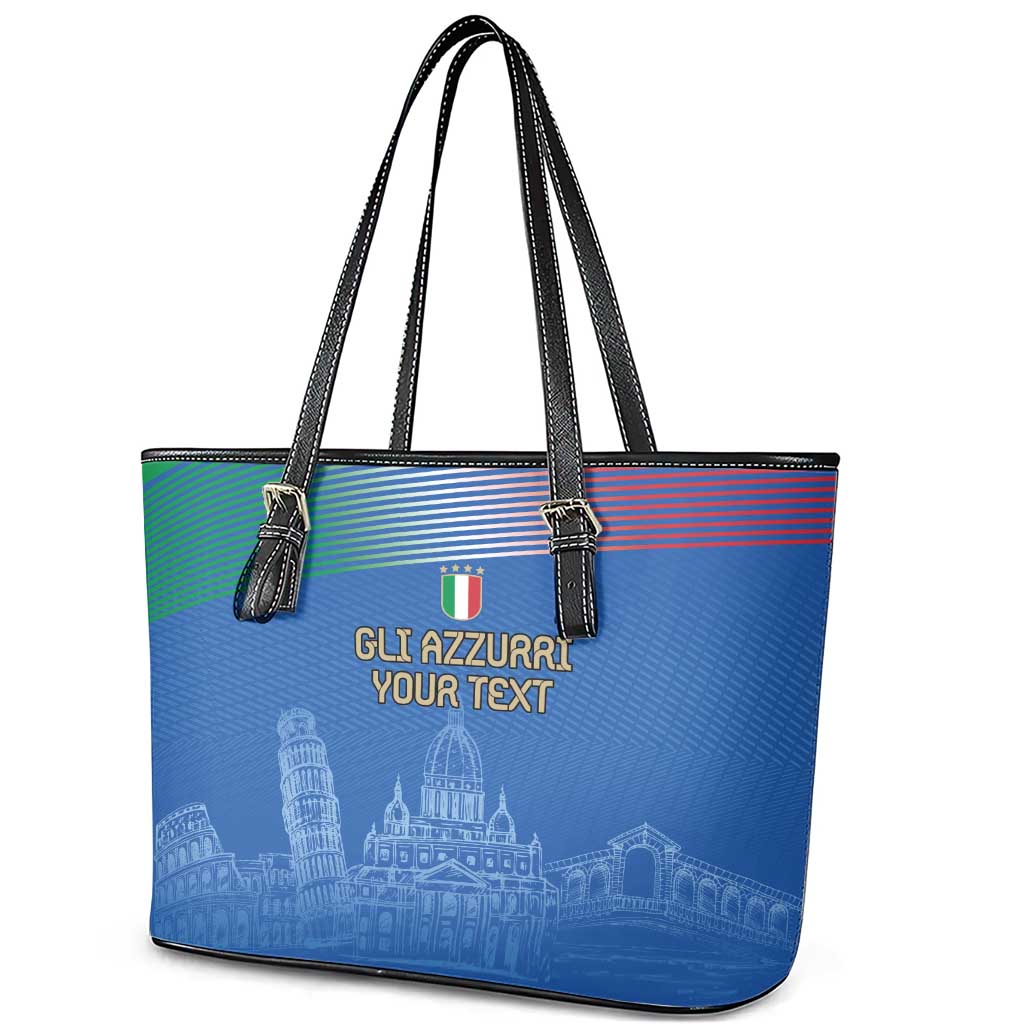 Custom Italy Football Leather Tote Bag Special Pisa Tower LT9
