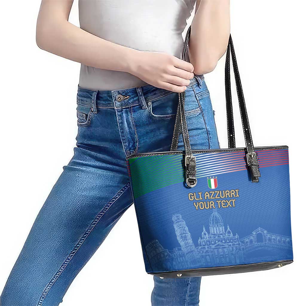 Custom Italy Football Leather Tote Bag Special Pisa Tower LT9