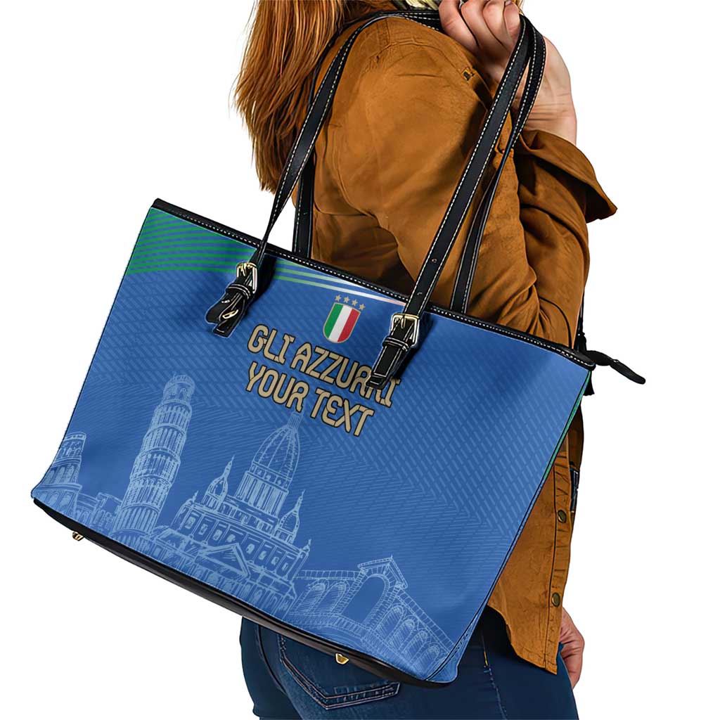 Custom Italy Football Leather Tote Bag Special Pisa Tower LT9