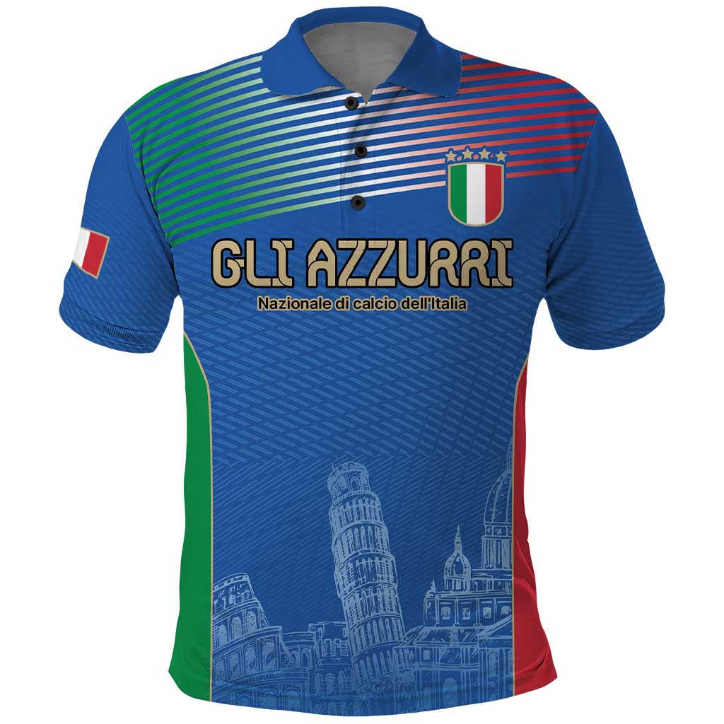 Custom Italy Football Polo Shirt Special Pisa Tower LT9