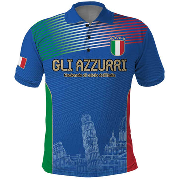 Custom Italy Football Polo Shirt Special Pisa Tower LT9