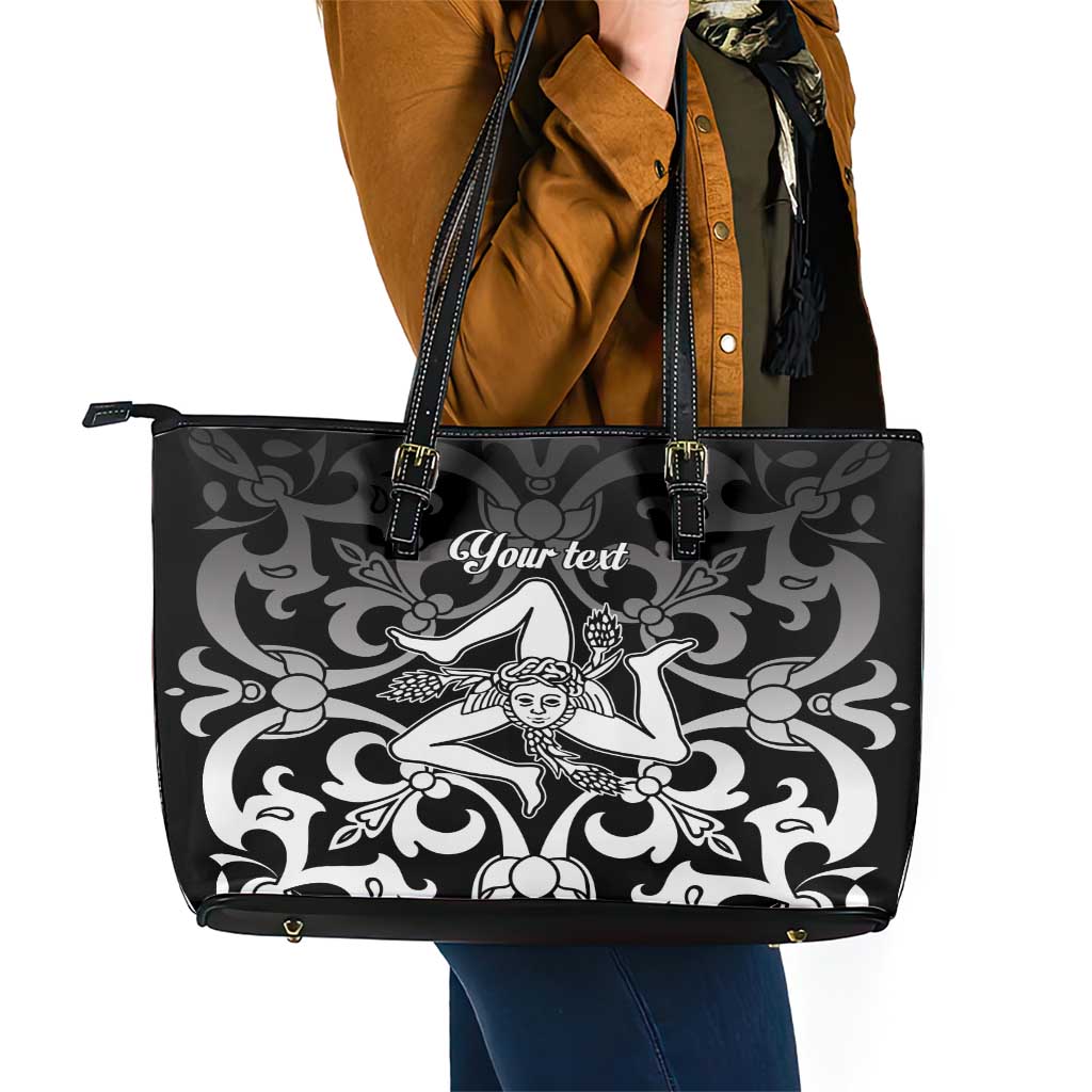Personalized Italy Trinacria Sicily Leather Tote Bag LT9