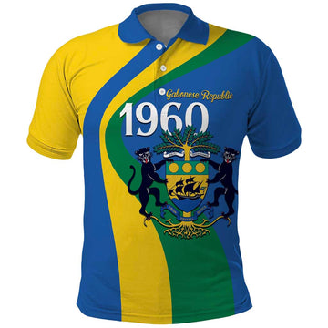 Personalized Gabon Independence Day 1960 Polo Shirt Gabonaise Coat of Arms LT9