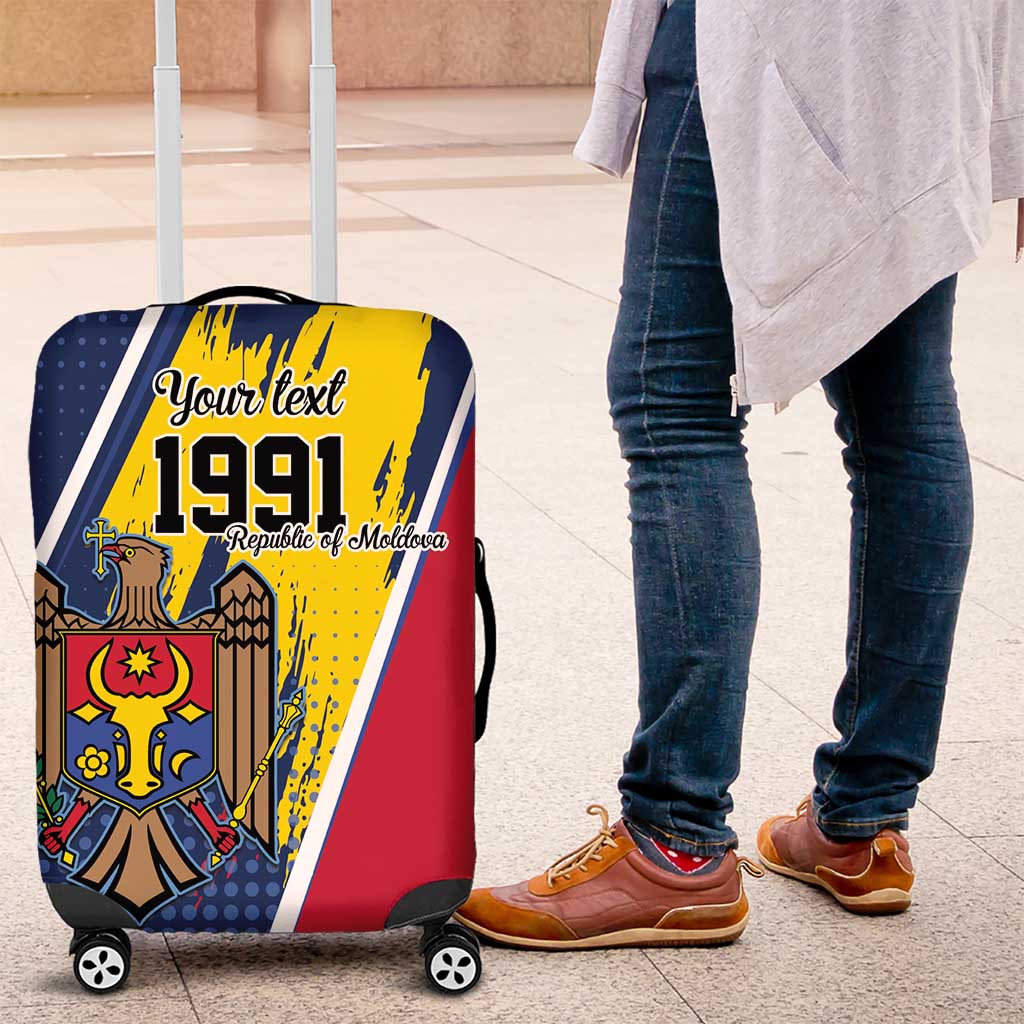 Personalized Moldova Independence Day 1991 Luggage Cover One People One Nation LT9