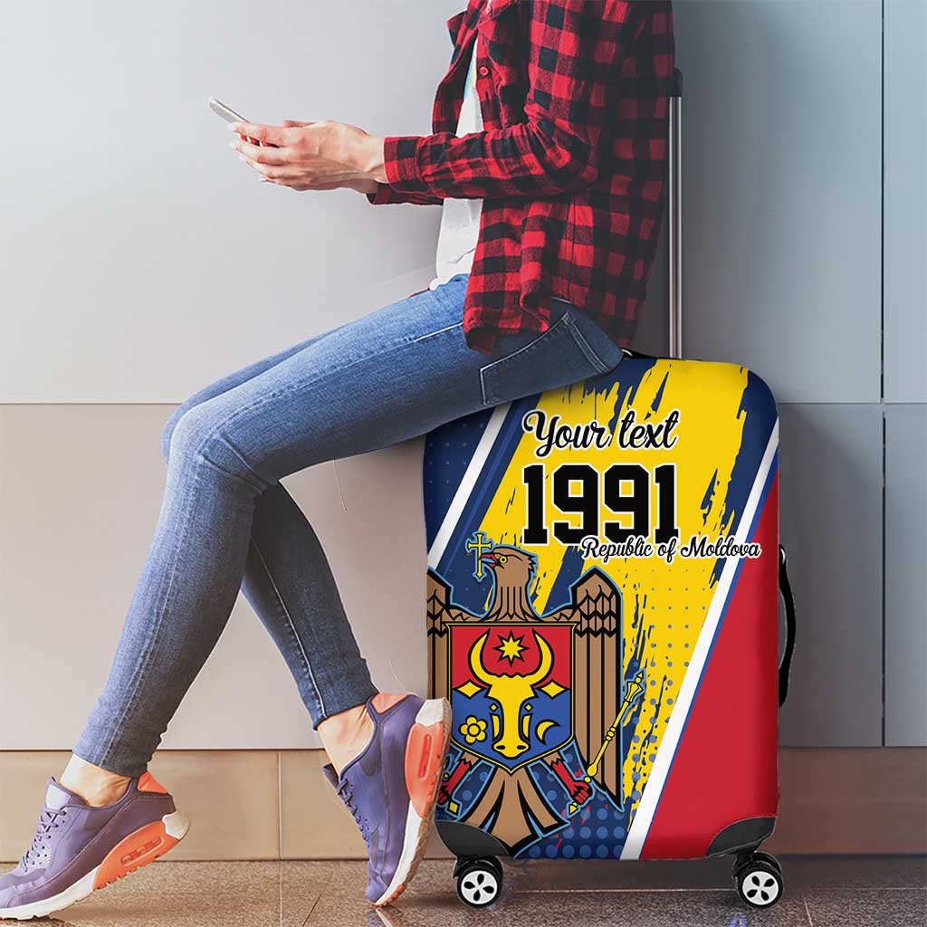 Personalized Moldova Independence Day 1991 Luggage Cover One People One Nation LT9