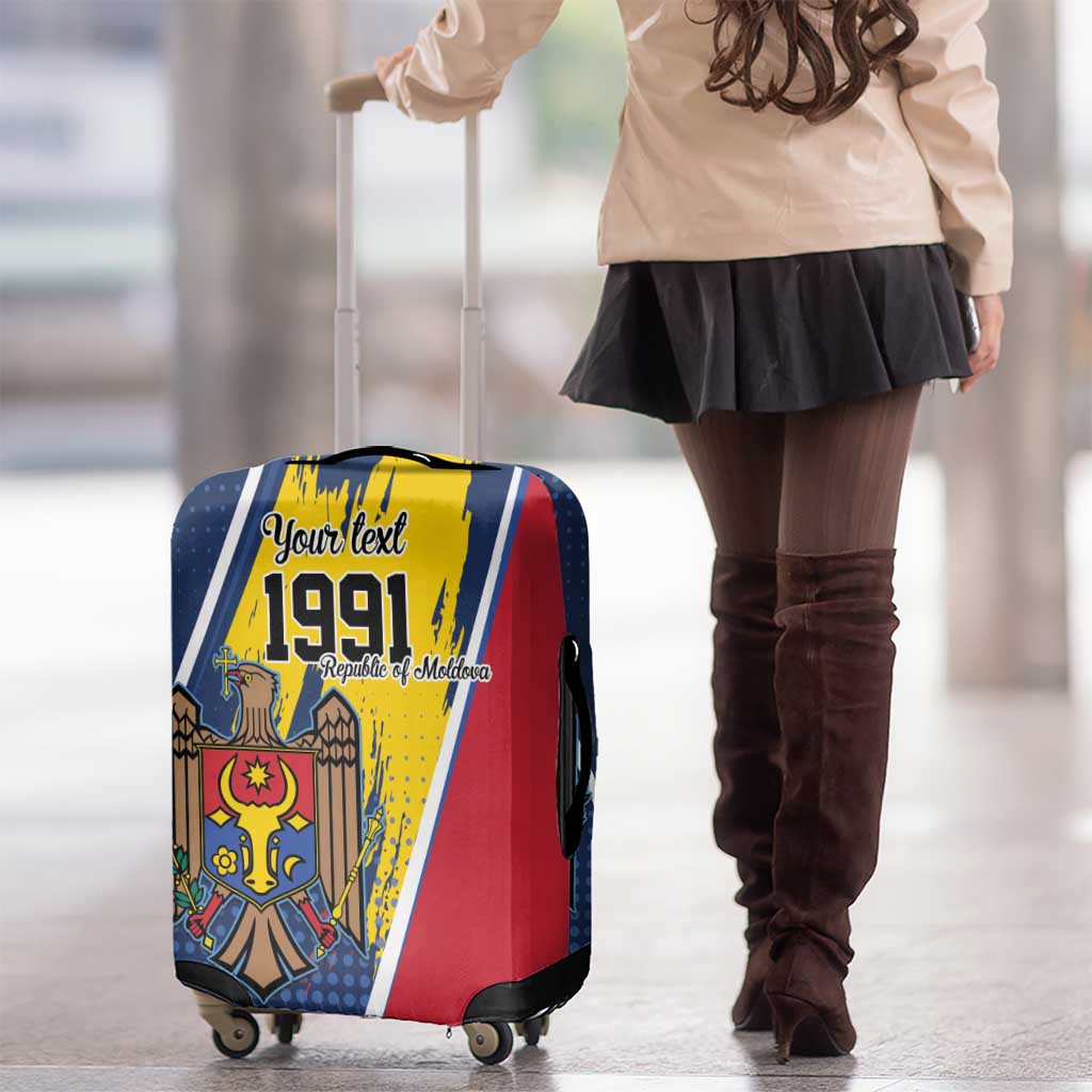 Personalized Moldova Independence Day 1991 Luggage Cover One People One Nation LT9