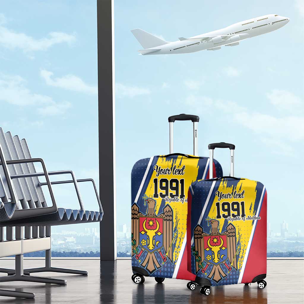 Personalized Moldova Independence Day 1991 Luggage Cover One People One Nation LT9