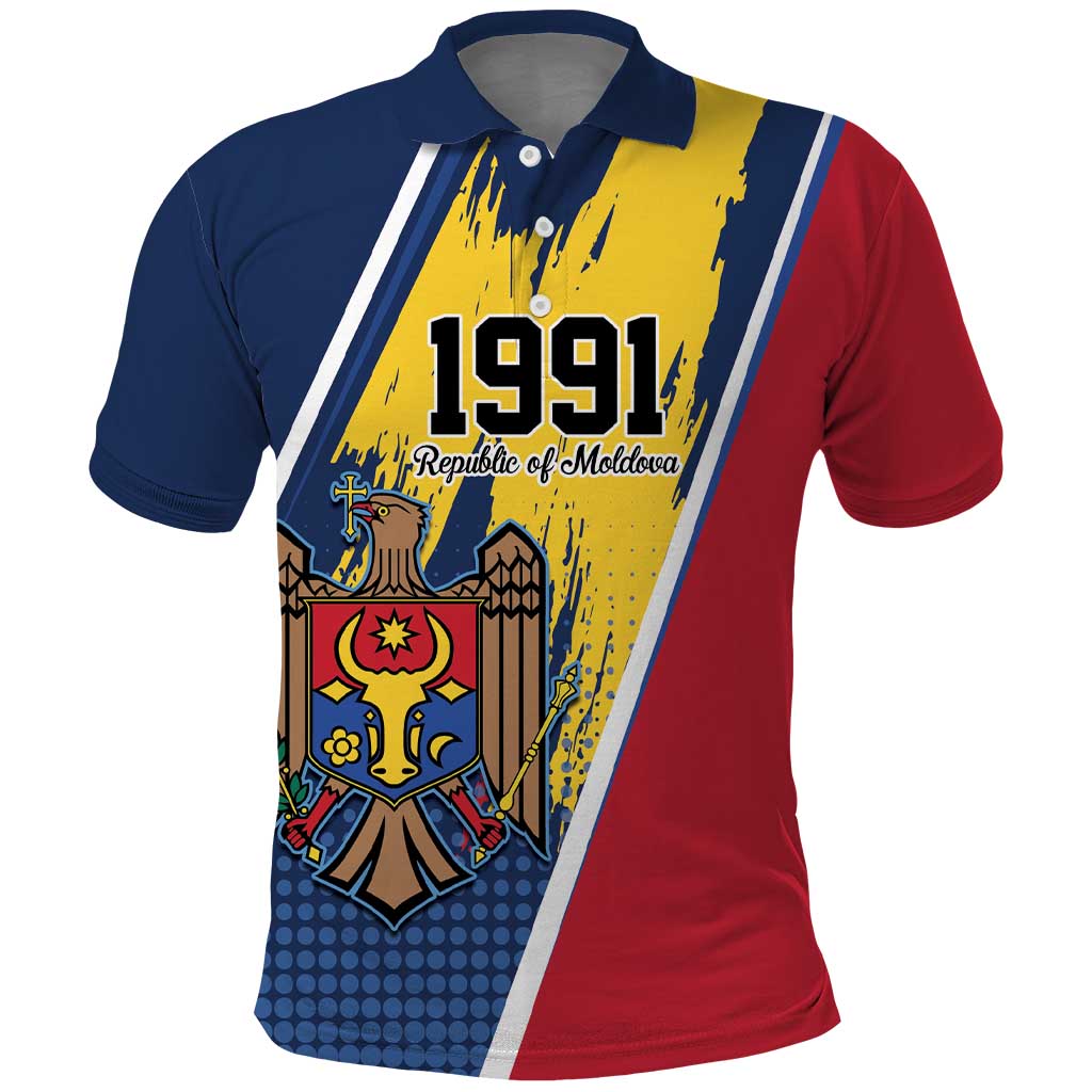 Personalized Moldova Independence Day 1991 Polo Shirt One People One Nation LT9