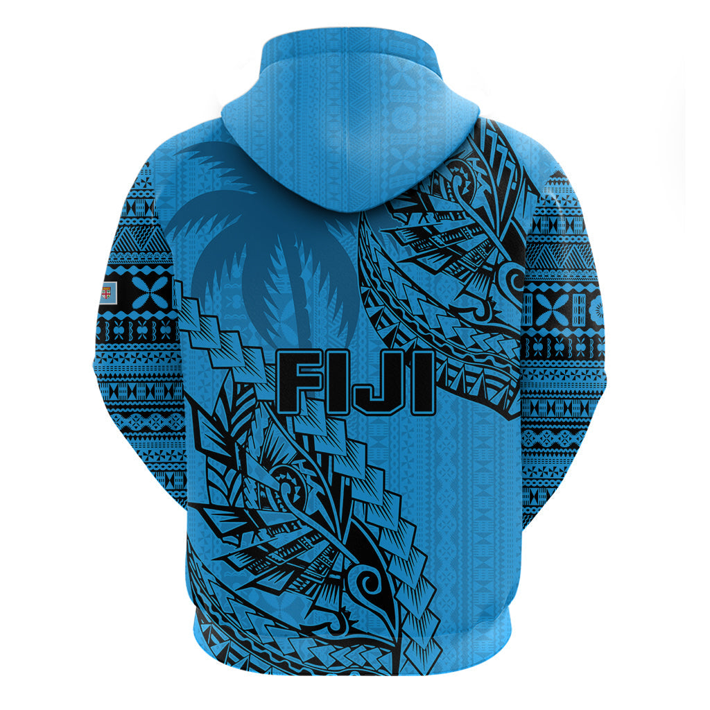Fiji Rugby Hoodie Kaiviti Fijian Tribal World Cup Blue No1 LT9