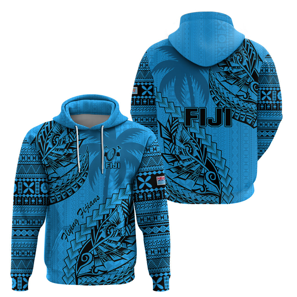 Fiji Rugby Hoodie Kaiviti Fijian Tribal World Cup Blue No1 LT9