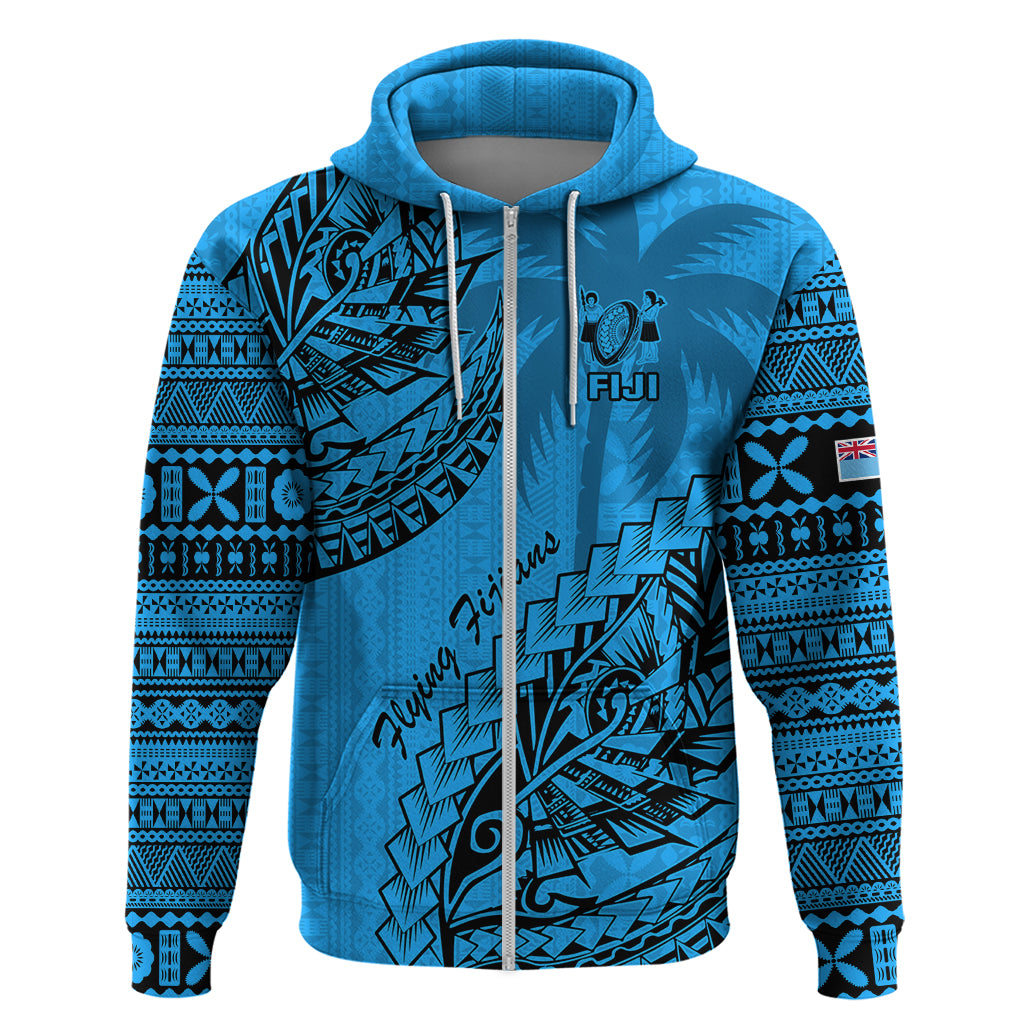 Fiji Rugby Hoodie Kaiviti Fijian Tribal World Cup Blue No1 LT9