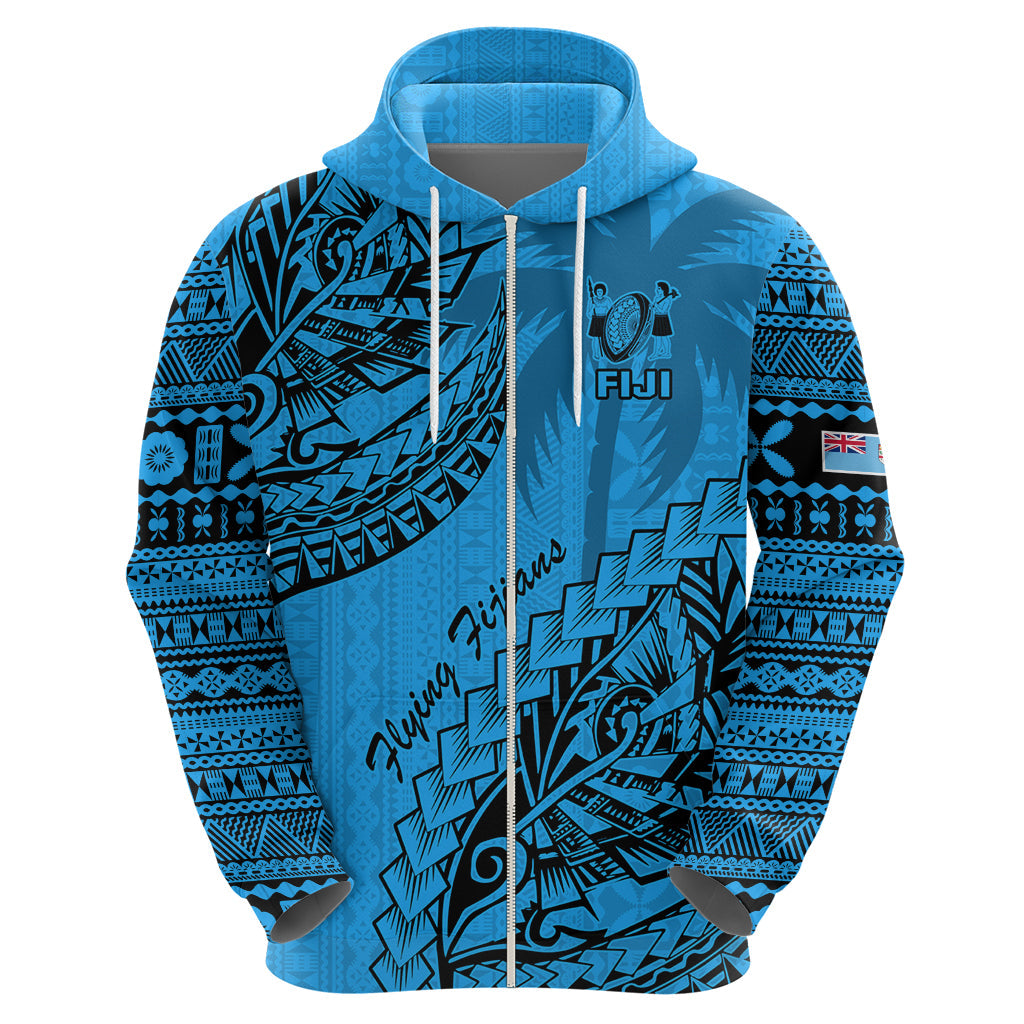 Fiji Rugby Hoodie Kaiviti Fijian Tribal World Cup Blue No1 LT9