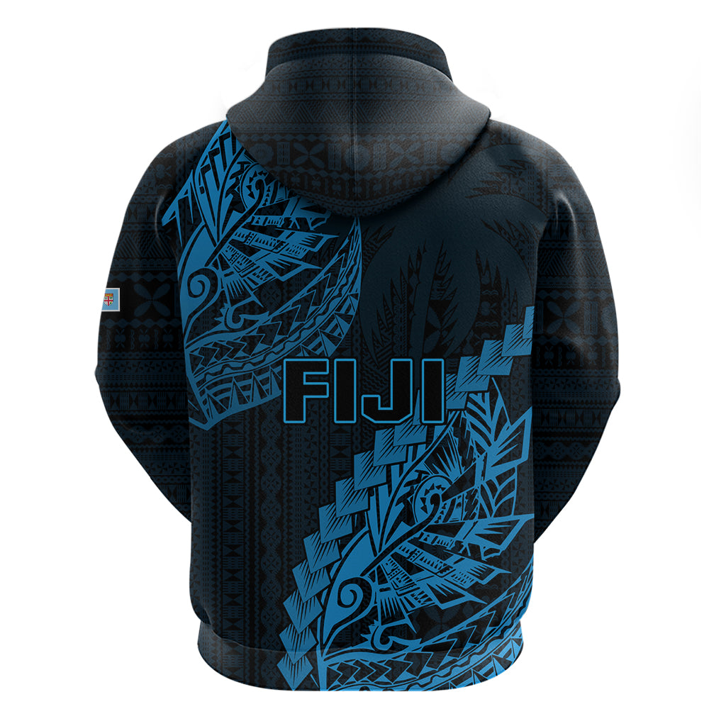 Fiji Rugby Hoodie Kaiviti Fijian Tribal World Cup Blue No2 LT9