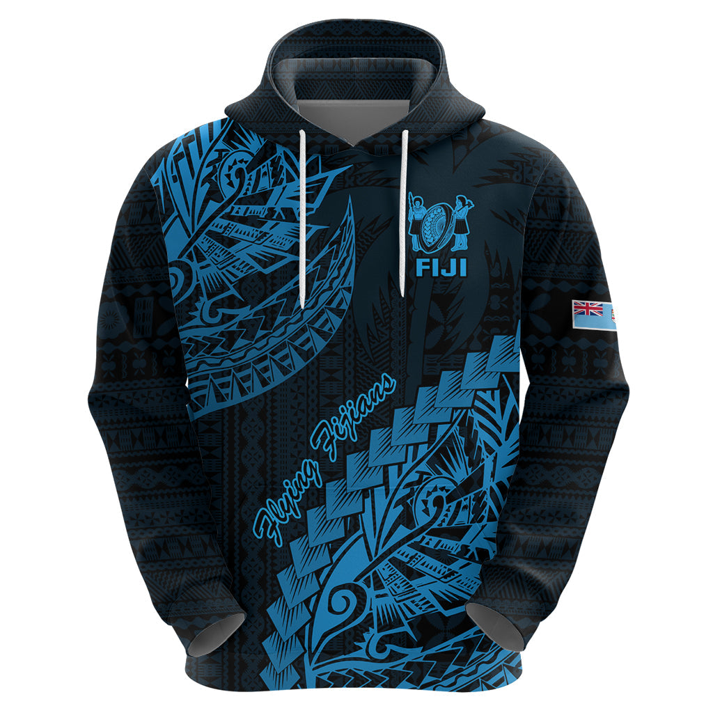 Fiji Rugby Hoodie Kaiviti Fijian Tribal World Cup Blue No2 LT9