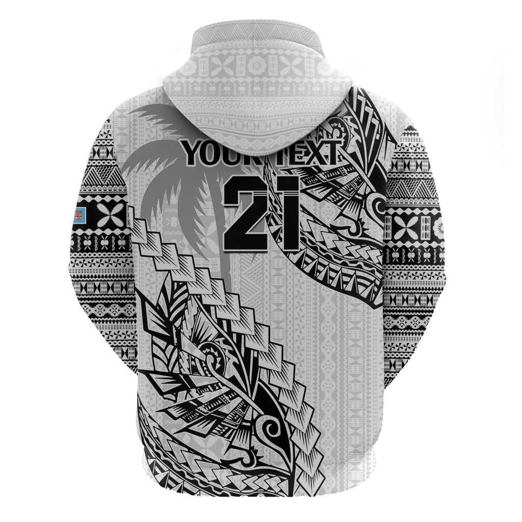 Custom Fiji Rugby Hoodie Kaiviti Fijian Tribal World Cup White LT9