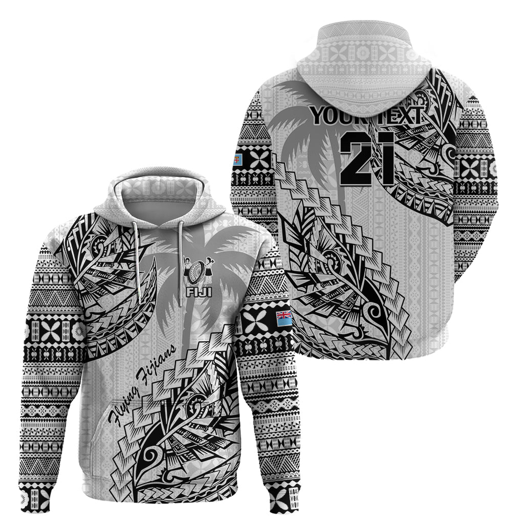 Custom Fiji Rugby Hoodie Kaiviti Fijian Tribal World Cup White LT9