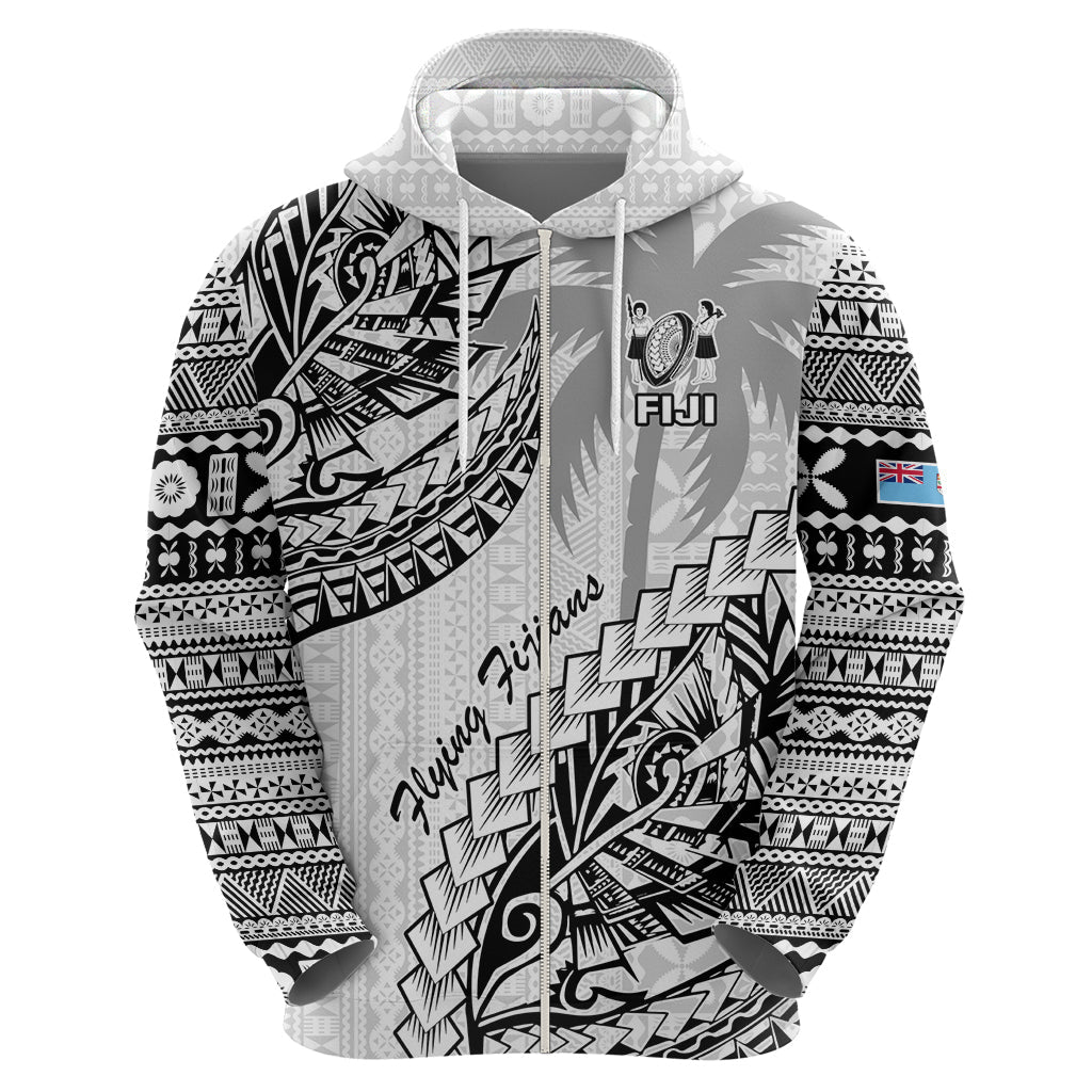 Custom Fiji Rugby Hoodie Kaiviti Fijian Tribal World Cup White LT9