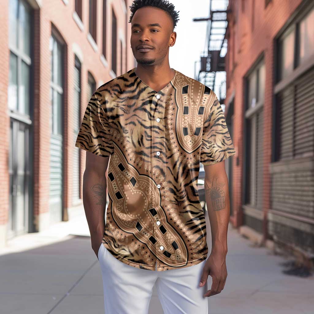 Afro Tiger Mix Dashiki Tribal Pattern Baseball Jersey LT9