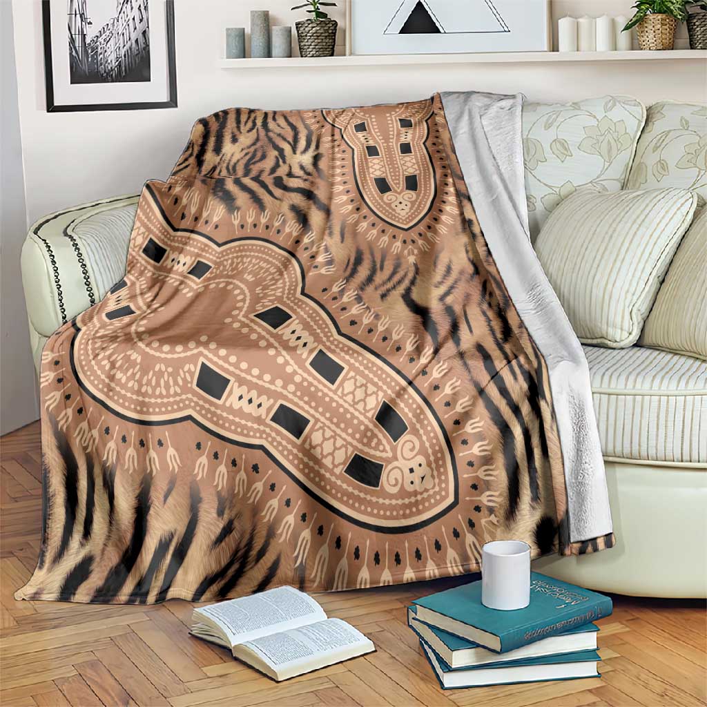 Afro Tiger Mix Dashiki Tribal Pattern Blanket LT9
