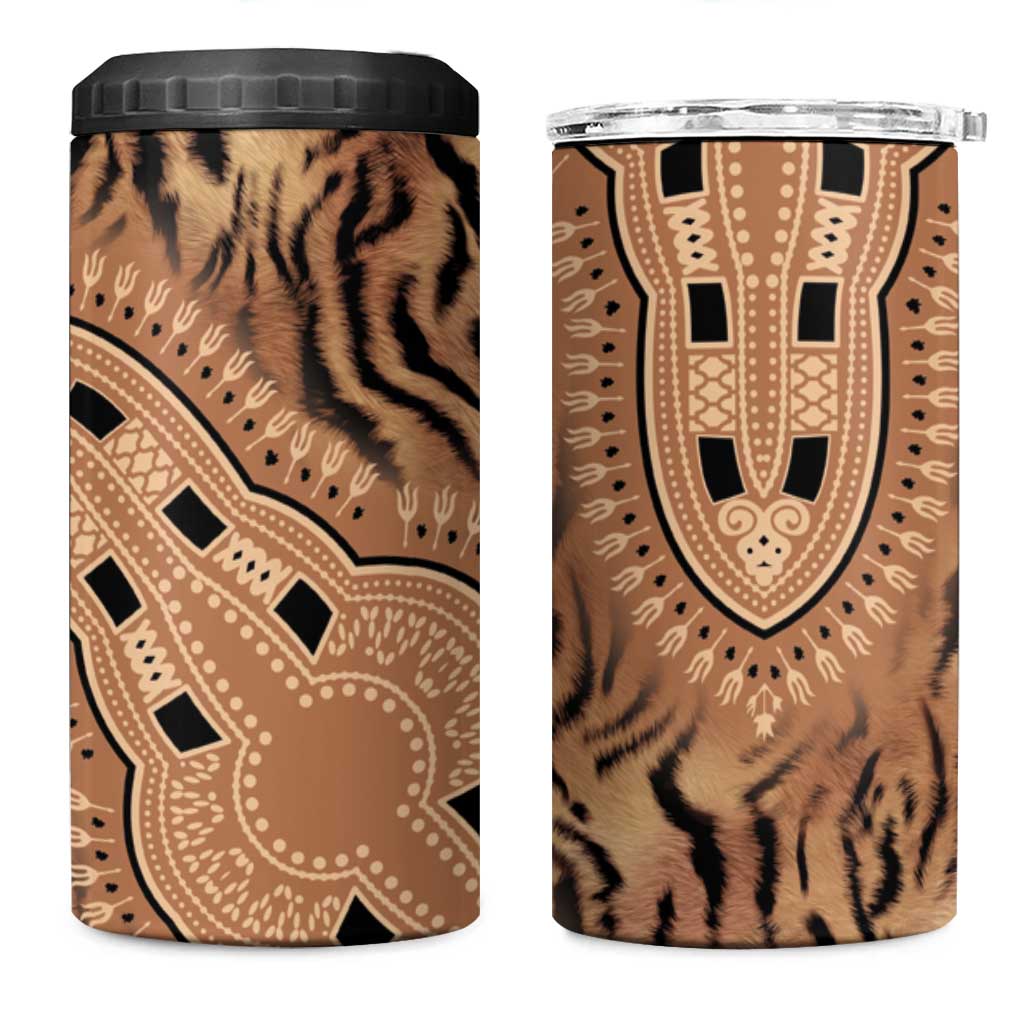Afro Tiger Mix Dashiki Tribal Pattern 4 in 1 Can Cooler Tumbler LT9