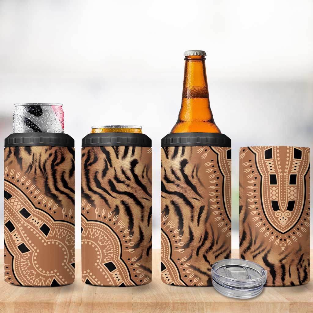 Afro Tiger Mix Dashiki Tribal Pattern 4 in 1 Can Cooler Tumbler LT9