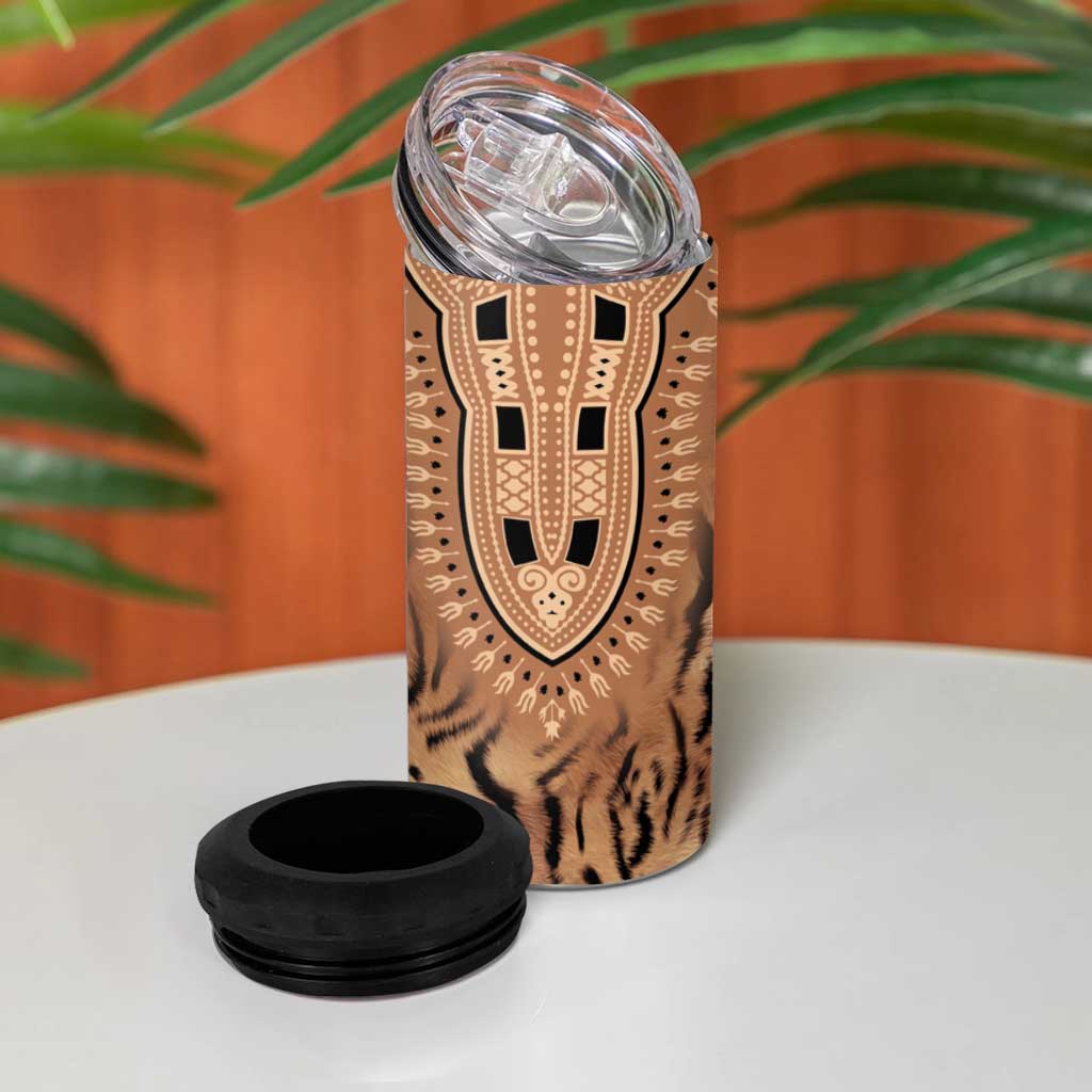 Afro Tiger Mix Dashiki Tribal Pattern 4 in 1 Can Cooler Tumbler LT9